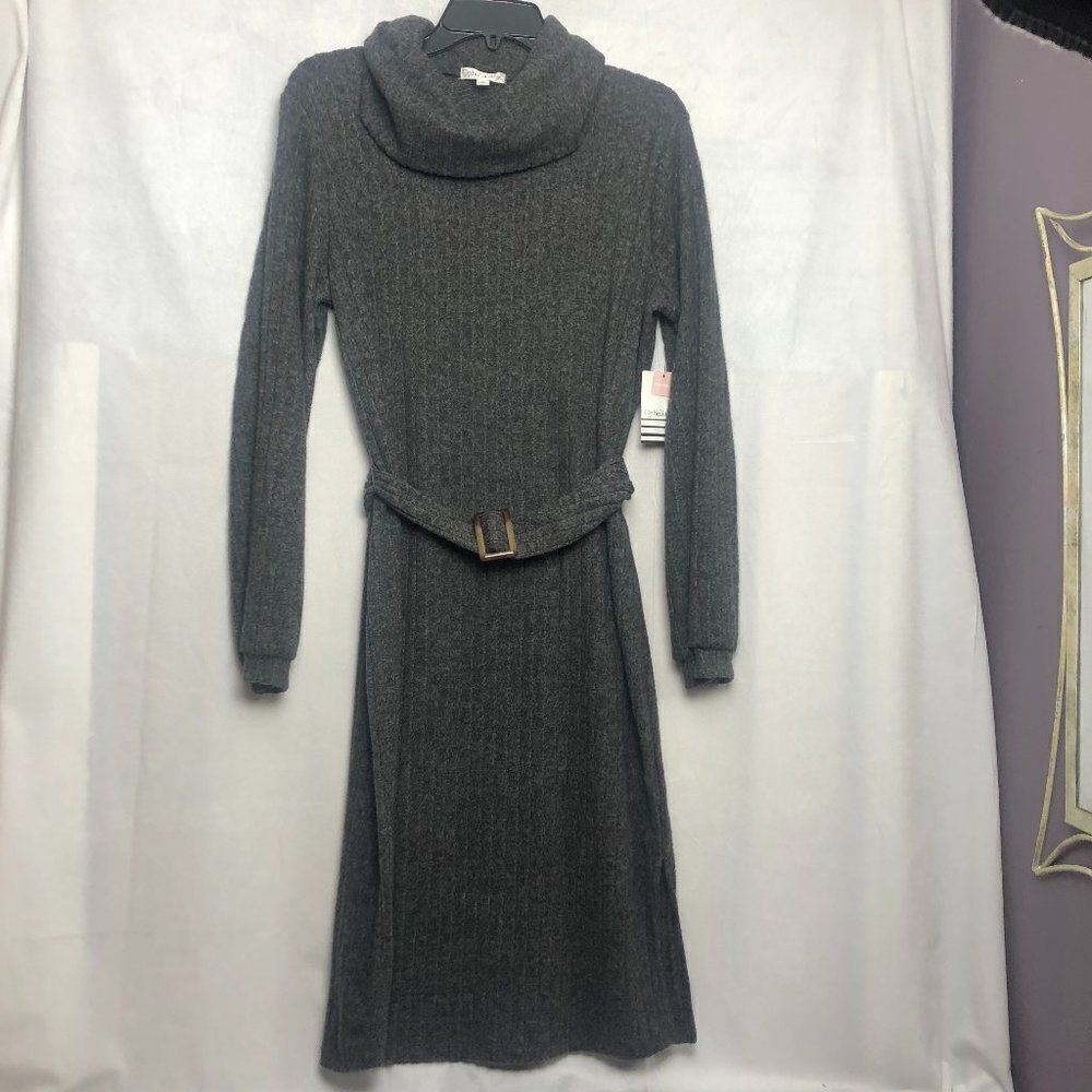 Ophelia Roe Cowl Neck Sweater Dress Long Sleeve Gray Size L. D
